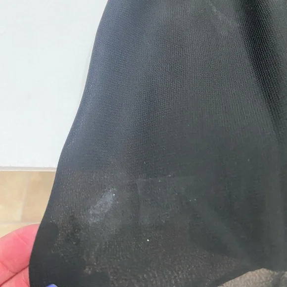 Velvet Burn Out Black/Blue Chiffon Tiered Midi Dress W/Slip Sheer Oversized L - Picture 16 of 17